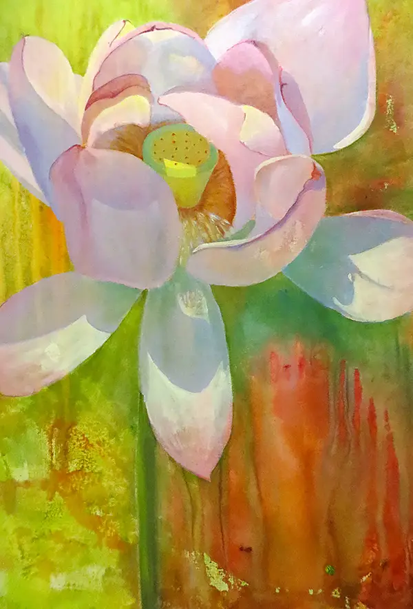 watercolor of lotus blossom